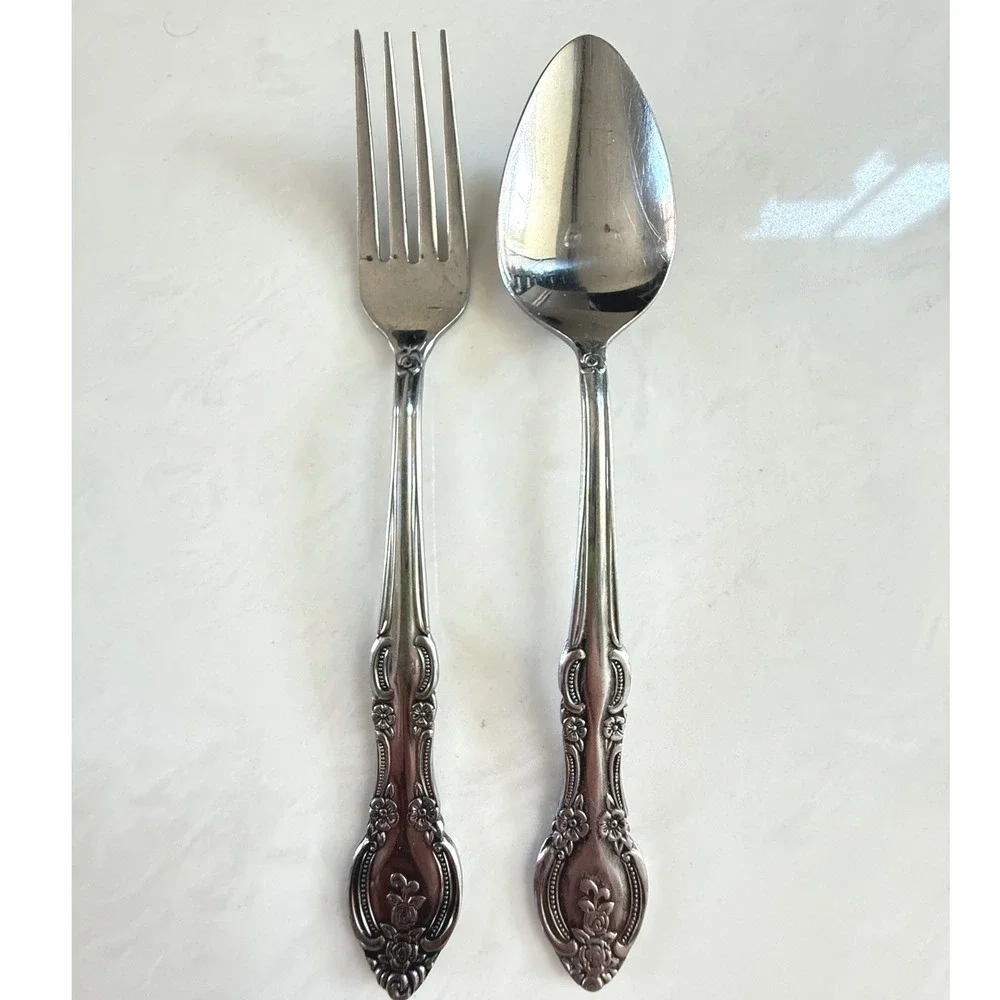 MARSEILLES FORK AND SPOON Stainless Japan Floral Flatware Replacement Pieces